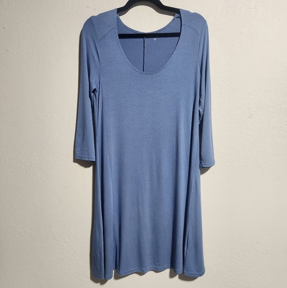 EUC BLUE GARNET HILL KNIT TRAPEZE DRESS SZ S - Picture 2 of 8